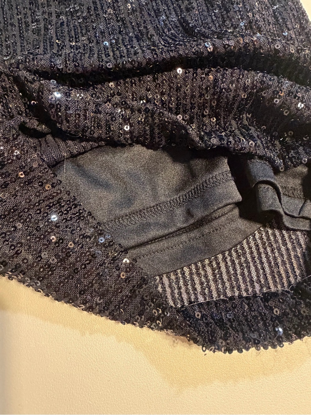 Black sequin sparkle party suit pants duster cardigan jacket set glam bling - Picture 6 of 13